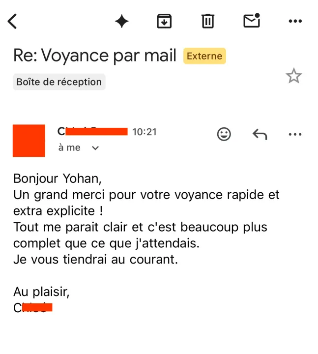 retour voyance par mail